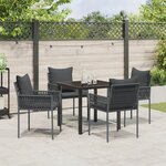 vidaXL Set de 3 Noir  Gris foncé Rattan PE Standard Robuste