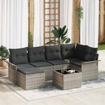 vidaXL Ensemble de canapé de jardin 7 Pièces Gris clair Poly rotin