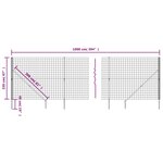 vidaXL Clôture en treillis métallique et piquet d'ancrage vert 2 2x10m