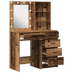 Set de coiffeuse 2 pièces avec LED en bois vieilli en bois d'ingénierie