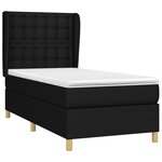 vidaXL Sommier à lattes de lit avec matelas Noir 100x200 cm Tissu