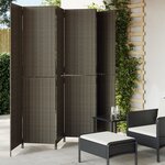 vidaXL Cloison de séparation 6 panneaux gris résine tressée