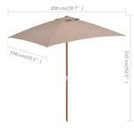 vidaXL Parasol d'extérieur avec mât en bois 150x200 cm taupe
