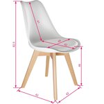 Lot de 6 chaises pieds en bois clair siège de salon cuisine salle à manger design minimaliste épuré ergonomique blanc 08_0000139