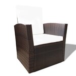 vidaXL Salon de jardin 4 Pièces avec coussins Résine tressée Marron