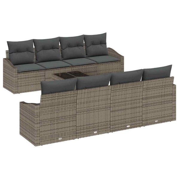 vidaXL Ensemble de Canapés avec coussin 9 Pièces Gris polyrotin