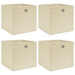 vidaXL Boîtes de rangement 4 Pièces Crème 32x32x32 cm Tissu