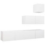 vidaXL Ensemble de meubles TV 4 Pièces Blanc Bois d'ingénierie
