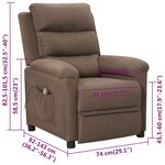 vidaXL Fauteuil de massage Taupe Tissu