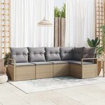 vidaXL Ensemble de canapé de jardin 5 Pièces Beige  Gris clair