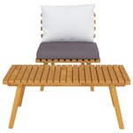 vidaXL Salon de jardin 2 Pièces avec coussins Bois d'acacia solide