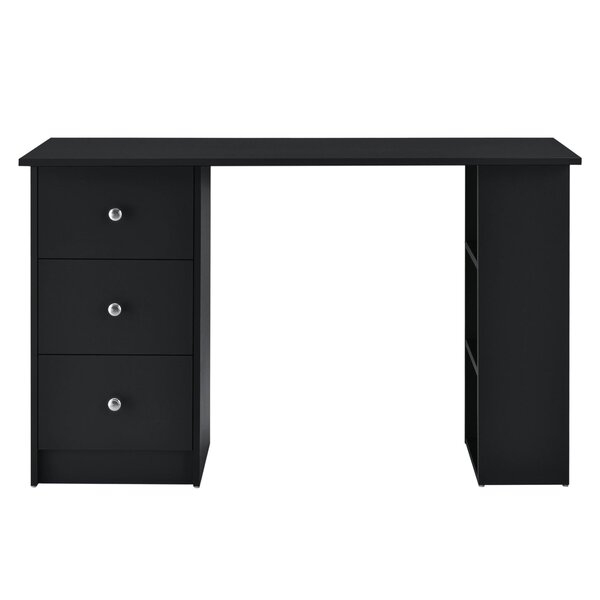 Bureau table poste de travail informatique avec 3 tiroirs bois mélaminé 120 cm noir 03_0004713
