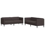 vidaXL Ensemble de canapés 2 Pièces marron foncé tissu
