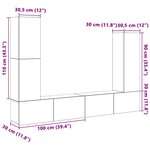 vidaXL Ensemble de meubles TV 4 Pièces Chêne fumé Bois d'ingénierie
