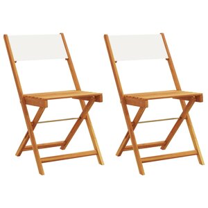 vidaXL Chaises de bistrot lot de 2 blanc crème bois acacia et tissu