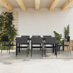 vidaXL Ensemble à manger de jardin 9 Pièces noir résine tressée et acier