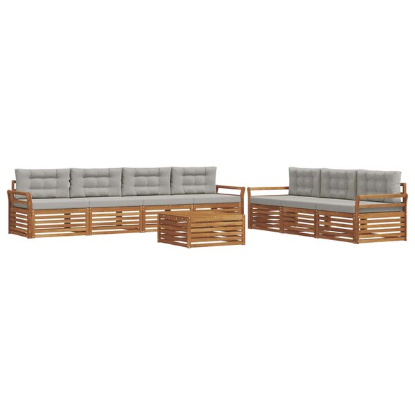 vidaXL Ensemble de canapés d'extérieur 8 Pièces Gris Naturel et Clair