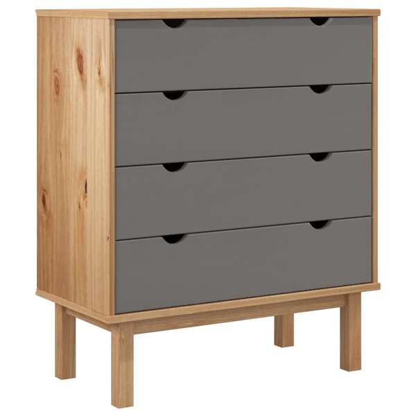 vidaXL Commode OTTA Marron et gris 76 5x39 5x90 cm Bois de pin massif