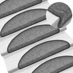 vidaXL Tapis d'escalier 30 pièces 56 x 17 x 3 cm Gris foncé Demi-rond