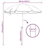 Parasol de plage vidaXL avec pied en aluminium bleu et blanc 300 cm