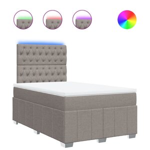vidaXL Sommier à lattes de lit avec matelas taupe 120x190 cm tissu