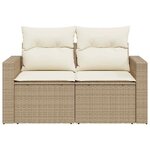 vidaXL Canapé de jardin avec coussins 2 places beige résine tressée