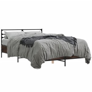 vidaXL Cadre de lit chêne marron 120x190 cm bois d'ingénierie et métal