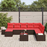vidaXL Ensemble de canapé de jardin 9 Pièces Marron polyrotin