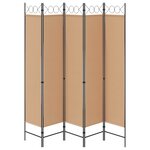 vidaXL Paravent 5 panneaux Beige 200 x 200 cm Tissu