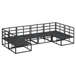 vidaXL Ensemble de canapé de jardin 6 Pièces Noir 283 x 141.5 x 71 cm
