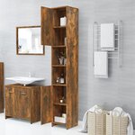 vidaXL Armoire de bain Chêne fumé 30x30x183 5 cm Bois d'ingénierie