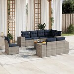 vidaXL Salon de jardin 9 Pièces avec coussins gris résine tressée