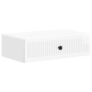 vidaXL Table d'appoint murale Blanc brillant 59 x 34 5 x 17 cm