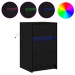 vidaXL Table de chevet avec lumières LED Chêne noir Bois d'ingénierie