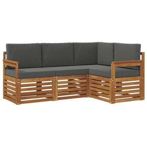 vidaXL Ensemble de canapés d'extérieur 4 pc Naturel et Anthracite