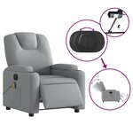 vidaXL Fauteuil de massage inclinable électrique gris clair tissu