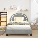 vidaXL Cadre de lit pour enfants avec tête de lit Gris clair Velours
