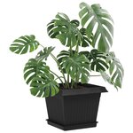 vidaXL Plateau carré à fleurs 24 pc Noir 18 x 18 x 2 cm Plastique