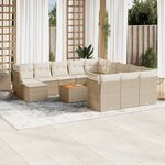 vidaXL Salon de jardin avec coussins 13 Pièces beige résine tressée