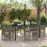 vidaXL Ensemble Salle à Manger Jardin 5 pièces avec Coussins Gris Poly Rattan