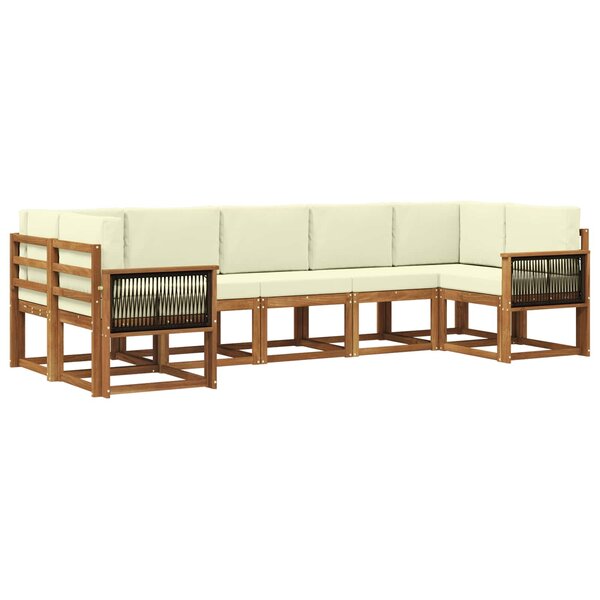 vidaXL Ensemble de canapés d'extérieur 7 pc Naturel et Crème