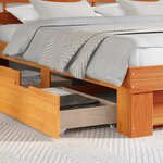 vidaXL Cadre de lit avec tête de lit Brun cire 200 x 200 cm Pin massif