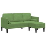 vidaXL Canapé 3 places avec chaise longue en L vert clair 160 cm en velours