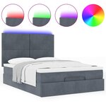 vidaXL Cadre de lit ottoman avec matelas gris foncé 140x190 cm velours