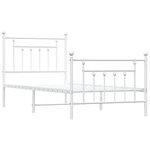 vidaXL Cadre de lit métal sans matelas avec pied de lit blanc 90x190cm