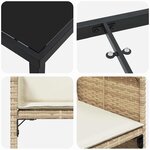 vidaXL Set de salle à manger de jardin 5 pièces avec coussins beige en poly rattan