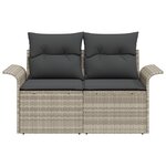 vidaXL Canapé de jardin 2 places avec rangement et coussins gris clair en poly rattan