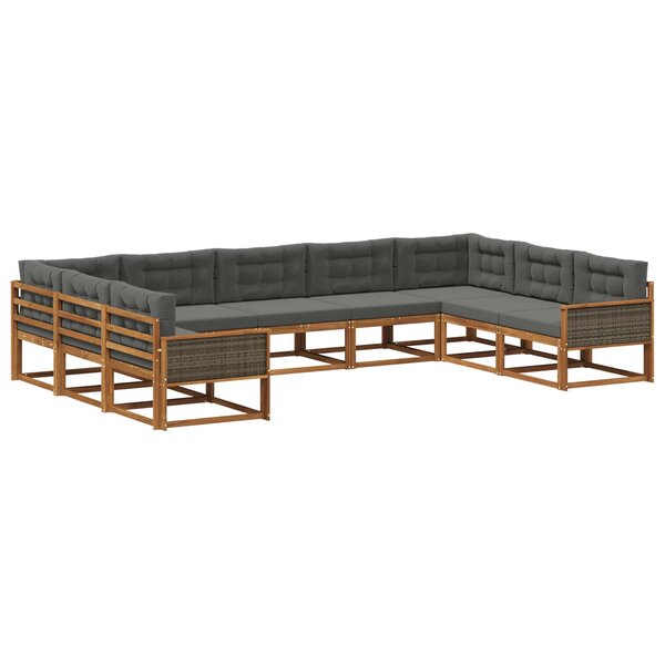 vidaXL Ensemble de canapés d'extérieur 9 pc Naturel et Anthracite