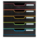 Module De Classement Modulo Black Office 5 Tiroirs Fermés - Noir/arlequin - Exacompta