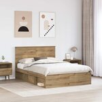 vidaXL Cadre de lit Chêne artisan 150 x 200 cm Bois de pin massif
